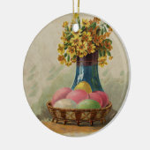 イースターバスケットエッグフラワーズアンティーク セラミックオーナメント (左)
