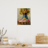 イースターバスケットエッグフラワーズアンティーク ポスター (キッチン)