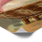 イースターバスケットエッグフラワーズアンティーク ポスター (角)