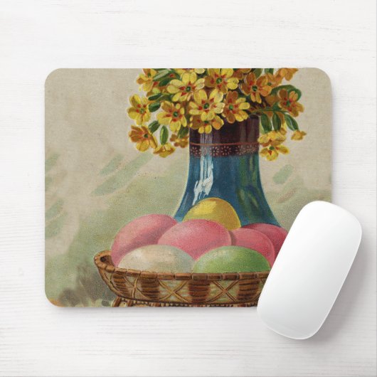 イースターバスケットエッグフラワーズアンティーク マウスパッド (マウス)