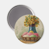 イースターバスケットエッグフラワーズアンティーク マグネット (正面/裏面)