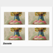 イースターバスケットエッグフラワーズアンティーク 長方形シール (シート)