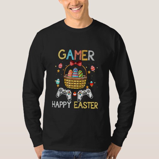 イースターバスケットゲーマービデオゲームコントローラー Tシャツ (正面)