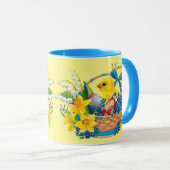 イースターバスケットスプリングタイムエッグシックDaffodils マグカップ (正面右)