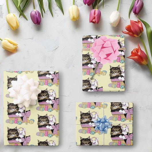 イースターバスケットタビーキッテン ラッピングペーパーシート