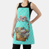 イースターバスケットターコイズ市松模様にデザインエプロン エプロン (インサイチュ)