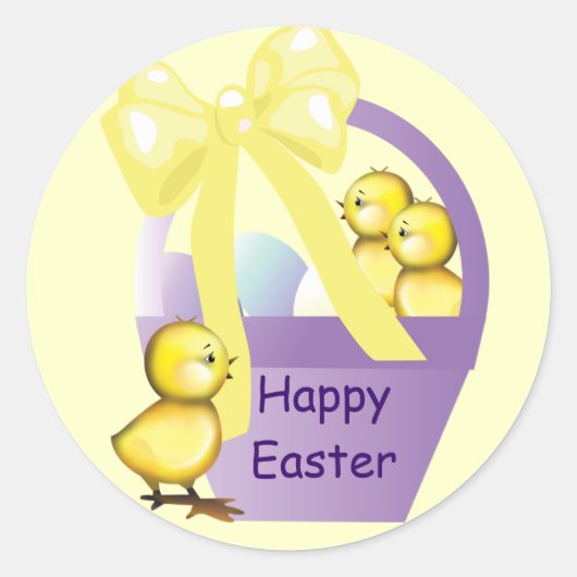 イースターバスケットチックスモールステッカー ラウンドシール (正面)
