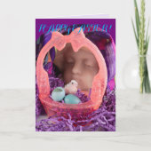 イースターバスケットチャイルドエッグ&シック新しい生活 カード (正面)