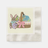 イースターバスケットドラゴンエッグ 縁ありカクテルナプキン (正面)