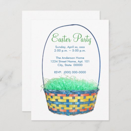 イースターバスケットパーティー招待状 招待状 (正面/裏面)