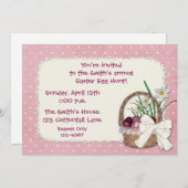 イースターバスケットピンク 招待状 (正面/裏面)