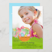 イースターバスケットフォト誕生日招待状 招待状 (正面/裏面)