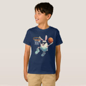 イースターバスケットボールバニー卵ダンクボーイズ子供たち男性 Tシャツ (正面フル)