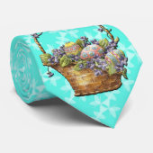 イースターバスケット市松模様にターコイズスタイルデザインタイ ネクタイ (ロール)