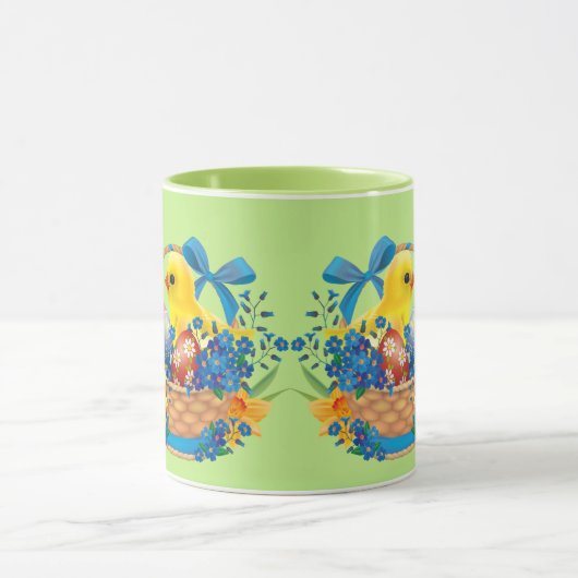 イースターバスケット春の時間フラワーエッグシック贈り物 マグカップ (中央)