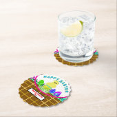 イースターバスケット イエロー ブルー チック エッグ ペーパーコースター (インサイチュ)