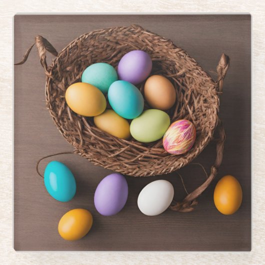 イースターバスケット ガラスコースター (正面)