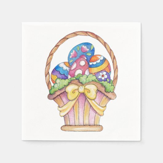 イースターバスケット – 紙ナプキン スタンダードカクテルナプキン (正面)