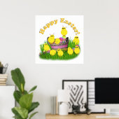 イースターバスケット(黄色の文字) ポスター (ホームオフィス)