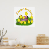 イースターバスケット(黄色の文字) ポスター (キッチン)