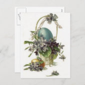 イースターバスケッ色彩の鮮やかト色卵紫 シーズンポストカード (正面/裏面)