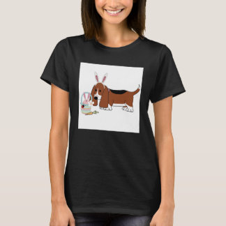 イースターバセット犬の女性のティー Tシャツ