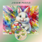 イースターバニカラフルーが卵をバスケットに入れる –  ジグソーパズル