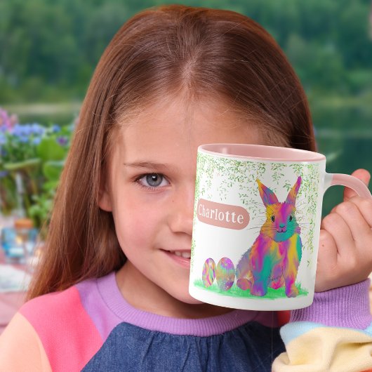 イースターバニパーソナライズされたー名ピンク マグカップ
