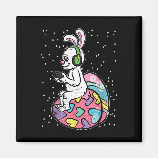 イースターバニーうさぎコントロール付きビデオゲームプレーヤー マグネット (正面)