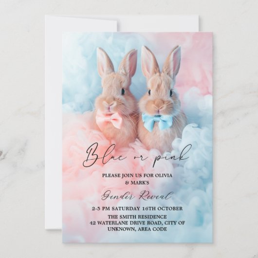 イースターバニーうさぎ煙ジェンダーが明らかにする 招待状 (正面)