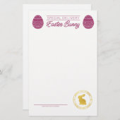 イースターバニーからのピンクの空白の手紙 (正面/裏面)