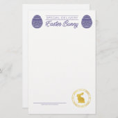 イースターバニーからの紫の空白の手紙 (正面/裏面)