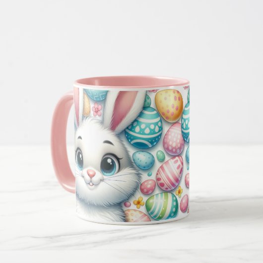 イースターバニーかわいいギフトキャンディで満たすことができる マグカップ (正面左)