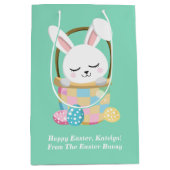 イースターバニーかわいいパステルグリーンキッズギフトから ミディアムペーパーバッグ (正面)