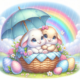 イースターバニーかわいいフローラステッカー春カラー シール