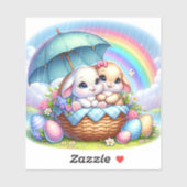 イースターバニーかわいいフローラステッカー春カラー シール (シート)