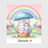 イースターバニーかわいいフローラステッカー春カラー シール (シート)