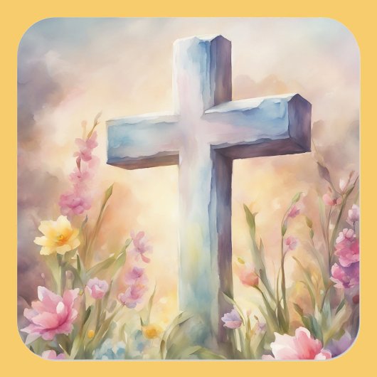 イースターバニーかわいいフローラ休日先生学生 スクエアシール