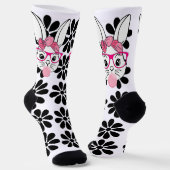 イースターバニーかわいらしウサギかわいい ソックス (傾斜あり)