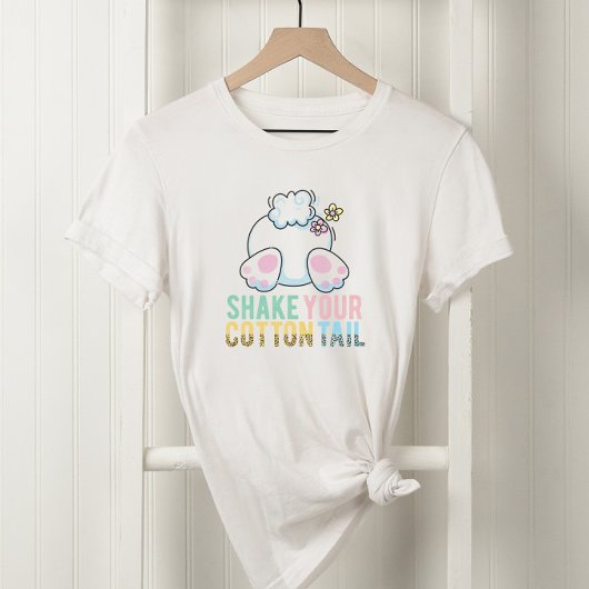 イースターバニーがあなたの綿の尾を振る Tシャツ