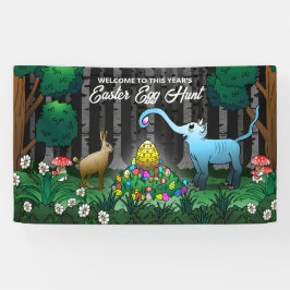 イースターバニーがイースターエッグを集める 横断幕