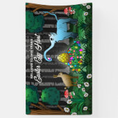 イースターバニーがイースターエッグを集める 横断幕 (縦)