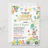 イースターバニーがベビーシャワーパレードを駆け抜ける 招待状 (正面)