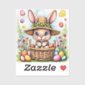イースターバニーが卵の絵を描中に入った幸せ シール (シート)