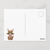 イースターバニーが卵の絵を描中に入った幸せ ポストカード (裏面)