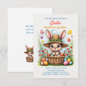 イースターバニーが卵の絵を描中に入った幸せ 出欠カード (正面/裏面)