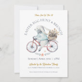 イースターバニーが自転車で春の花を運ぶ 招待状 (正面)