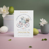 イースターバニーが自転車で春の花を運ぶ 招待状