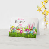 イースターバニーが行く途中だ カード (黄色い花)