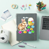 イースターバニーといろいろなイースターエッグのステッカー シール (iPadカバー)